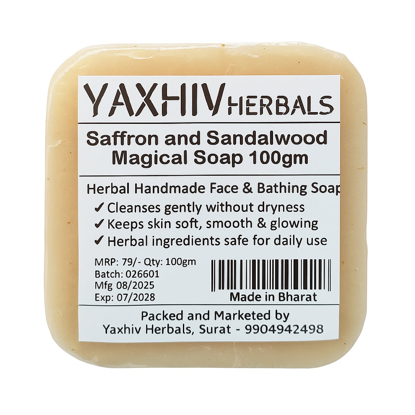 Handmade Sandalwood & Saffron Whitening Soap 100 Pack – Paraben Free Skin Brightening Bath Soap for Men and Women
