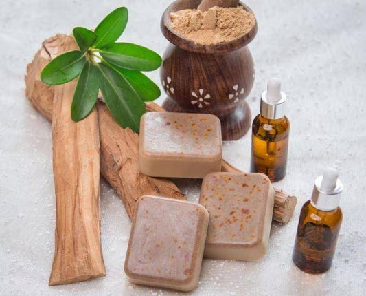 Sandalwood & Saffron Whitening Soap – 100gm | Handmade Chandan & Kesar Bath Soap for Skin Brightening & Natural Glow